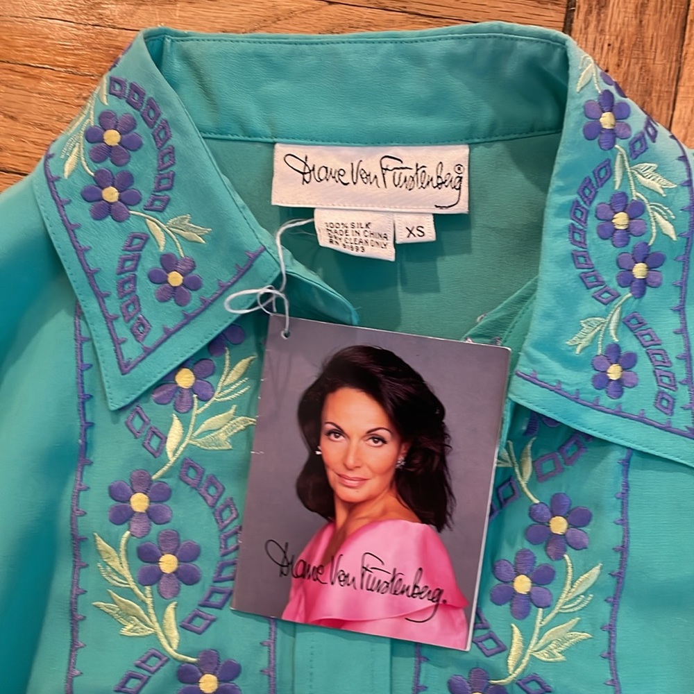 Dianne von Furstenberg Silk Embroidered Blouse - Picture 3 of 5